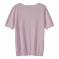 thumbnail image 5 of Pink Young Adult Tops Women's Short Sleeves Sweaters V Neck Soft Pullover Top Going Out Tops for Women, 5 of 6