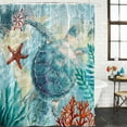 thumbnail image 2 of Sea Turtle Coastal Bathroom Shower Curtains with 12 Hooks Polyester Waterproof Shower Curtain for Stalls and Bathtubs Nautical Summer Coral Ocean Vintage Decorative Bathroom Curtain 36x72 Inches, 2 of 9