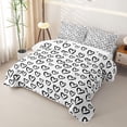 thumbnail image 3 of Erosebridal Love Heart Graffiti Bed Spread Queen for Girls, Brush Stroke Print Queen Coverlet Set, Black White, 3pcs, 3 of 7