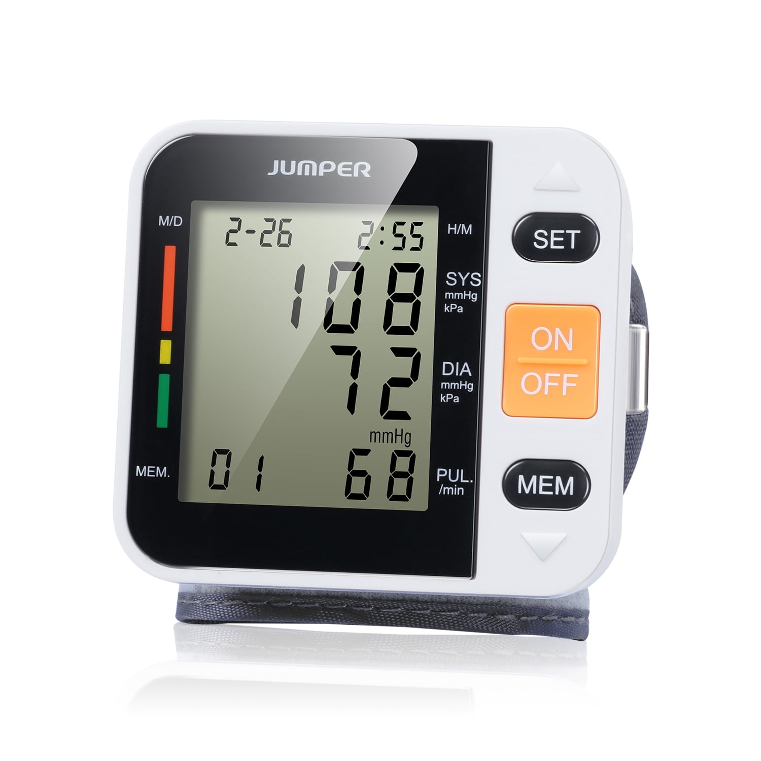 JUMPER Automatic Wrist Blood Pressure Monitor Cuff Kit Accurate Digital BP Meter for Home Use
