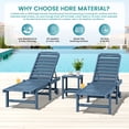 thumbnail image 5 of SERWALL Outdoor Chaise Lounge Set of 2, Adjustable Patio Chaise Lounge, HDPE Lounge Chair with Rolling Wheels & Cup Holder for Poolside, Blue, 5 of 7