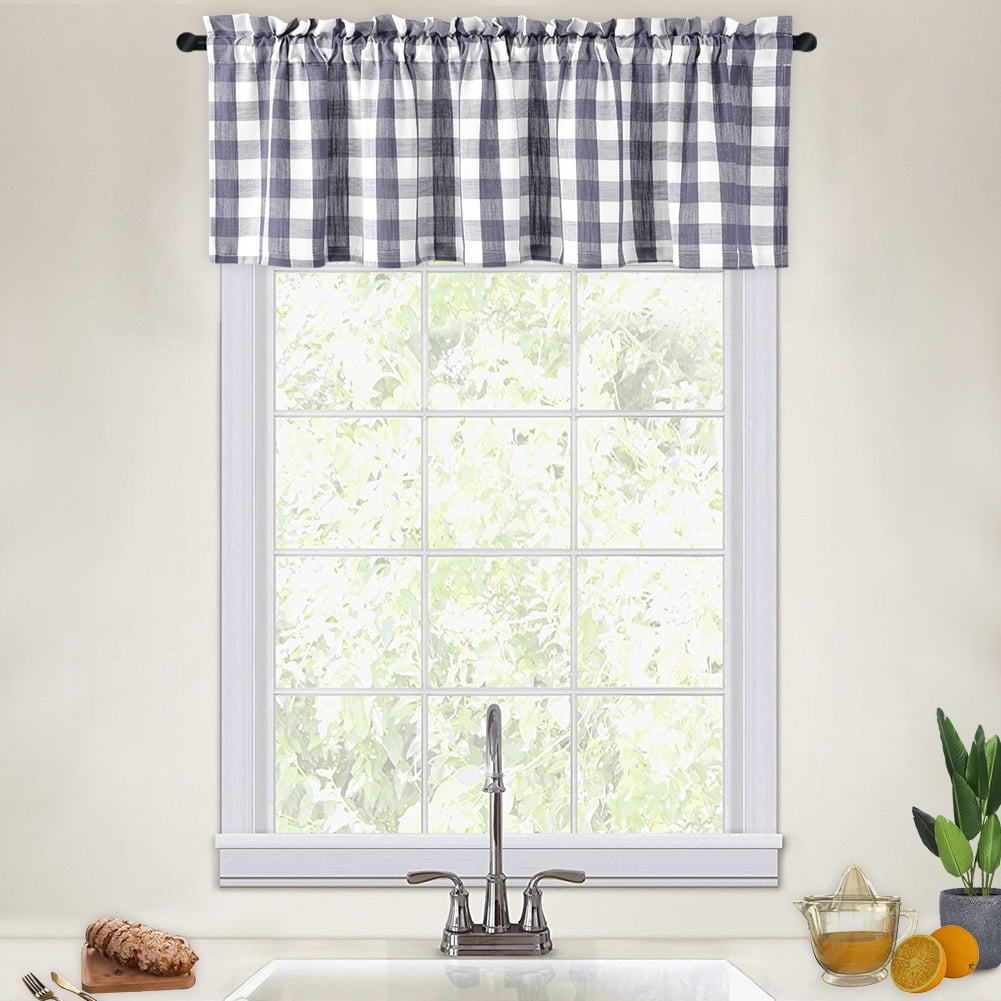  Haperlare Tier Curtains for Kitchen Window, Plaid Gingham  Pattern Short Bathroom Window Curtain, Buffalo Check Yarn Dyed Half Window  Kitchen Cafe Curtains, 28 x 30, Black/White, Set of 2 : Home
