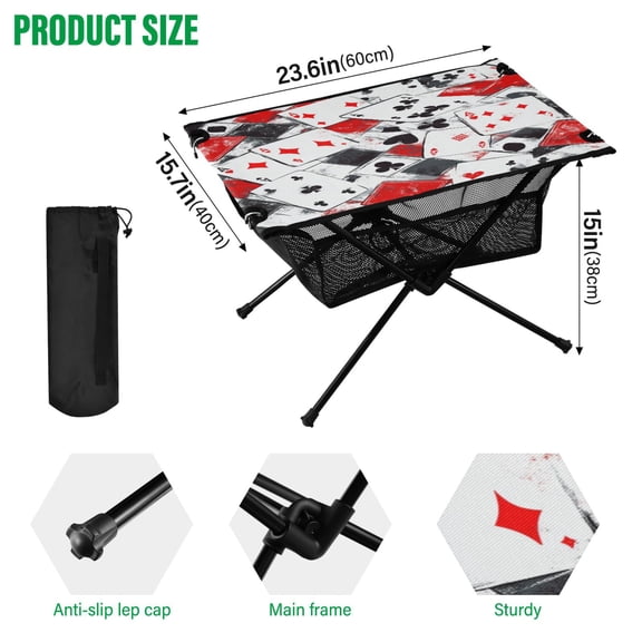 BZSMCE Camping Tables Simple Folding Table Card Game Chaos Pattern Size:23.6*15.7in