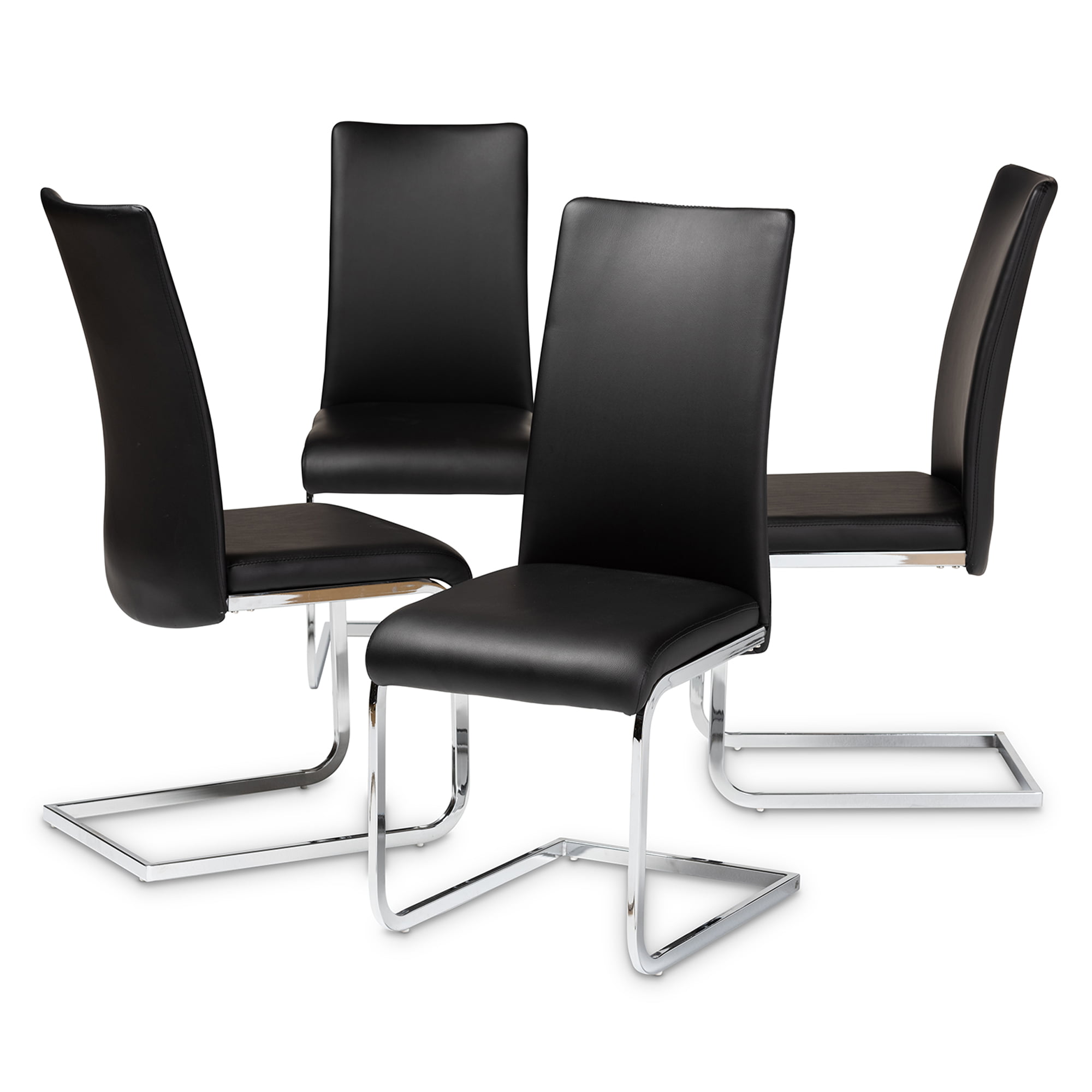 mxd white Black Vienna Chrome Frame Faux Leather Dining Kitchen Chairs