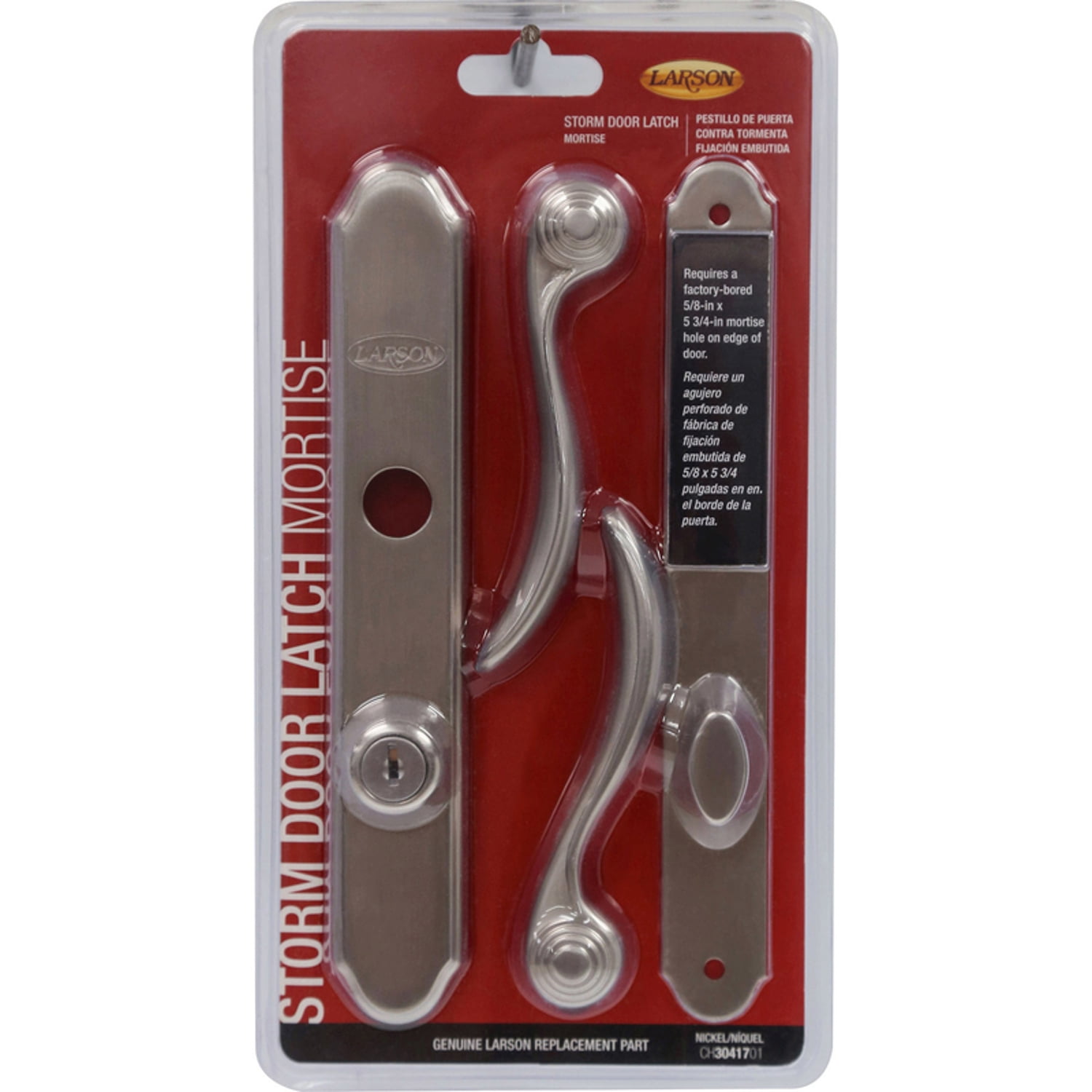 Larson Brushed Nickel Mortise Hardware Kit With Key And Deadbolt For