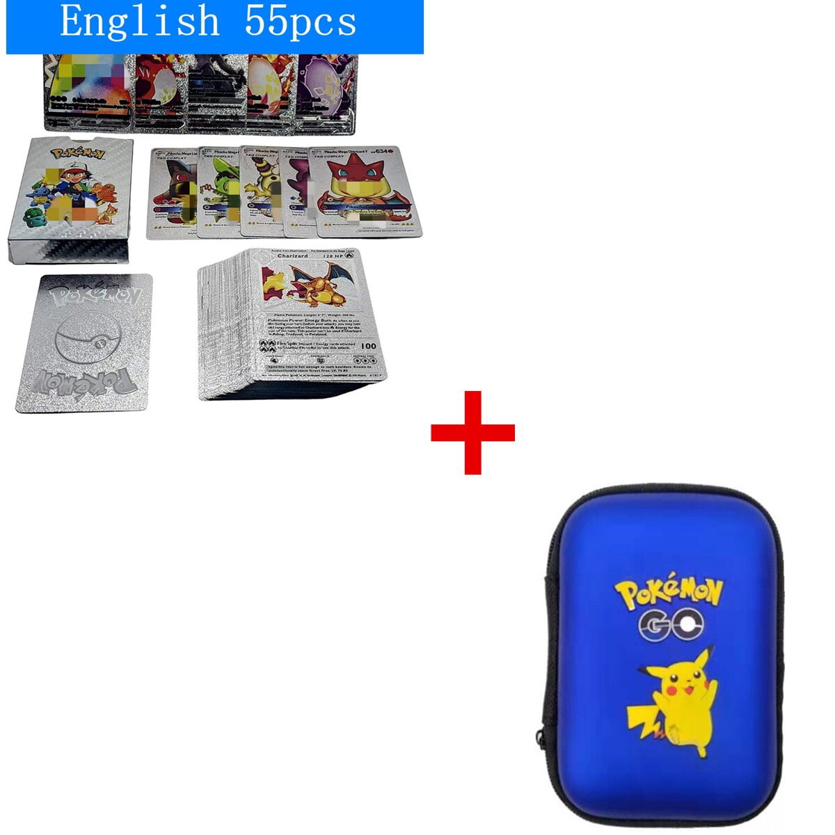 Set De 55 Cartas Pokémon Doradas Metálicas – Edición Italiana, Con Acabado Láser Y Superficie Brillante, Ideales Para Coleccionar Y Regalar A Fans Del Anime