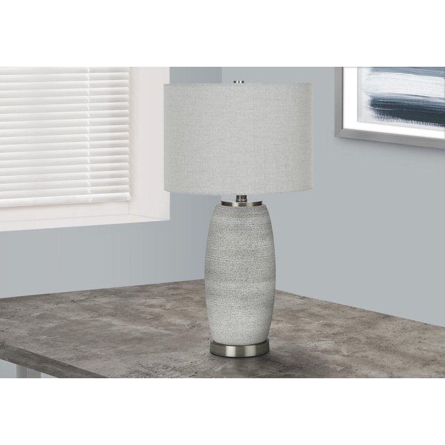 Monarch Specialties Lighting, 25"h, Table Lamp, Grey Ceramic, Grey Shade, Modern