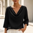 thumbnail image 2 of VBVC Women's Cowl Neck 3/4 Sleeve Blouse,Ladies Loose Fit Casual Tunic Tops,Elegant Work Office Shirts for Women,Black,S-2XL, 2 of 10