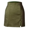 thumbnail image 6 of Women's High Waist Suede Zipper Short Skirt Autumn Winter Solid Hip Wrap Skirt, 6 of 6