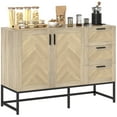 thumbnail image 1 of HOMCOM Sideboard Buffet Cabinet with Drawers and Adjustable Shelf, Oak, 1 of 10