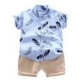 thumbnail image 1 of Hiiyo Infant Boys 2-Piece Outfit Set Short Sleeve Button-Up Pocket Shirt Shorts Set, 1 of 2