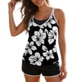 thumbnail image 2 of POUNOO Womens Three Piece Swimsuits Slim Fit V Neck Spaghetti Strap Tropical Floral Print 1PC Top 1PC Bottom 1PC Bra Bathing Suits Beach Vacation Swimwear Sets Gift, 2 of 8