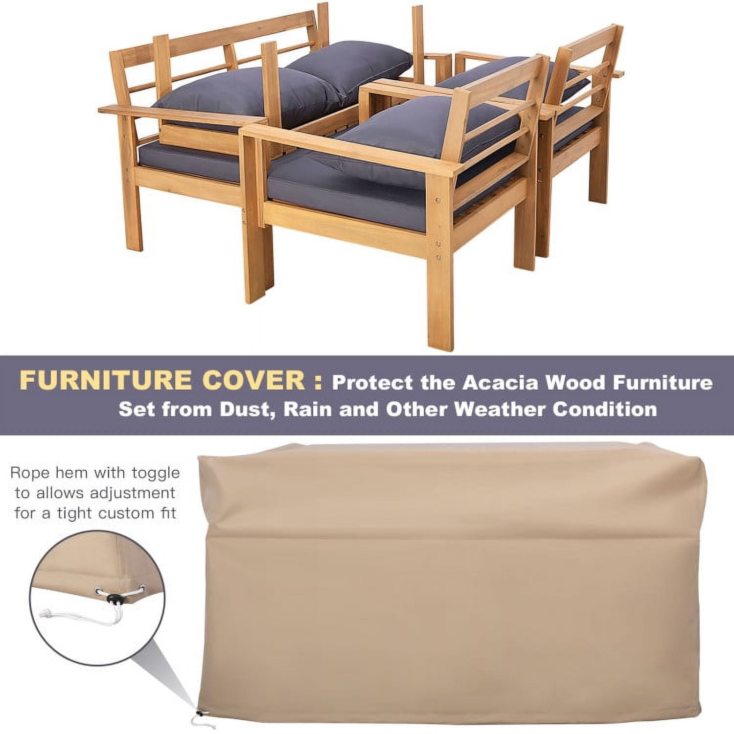 Aimee Lii 4 Pieces Patio Solid Wood Furniture Set, Wood Outdoor Furniture, Gray Aimee Lii 4 Pieces Patio Solid Wood Furniture Set, Wood Outdoor Furniture, Gray