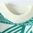 thumbnail image 6 of Men's Geometric Graphic Sweaters Crewneck Soft Knit Pullover Long Sleeve Crewneck Sweatshirts Loose Fit Jumper Tops (2XL, Green), 6 of 7