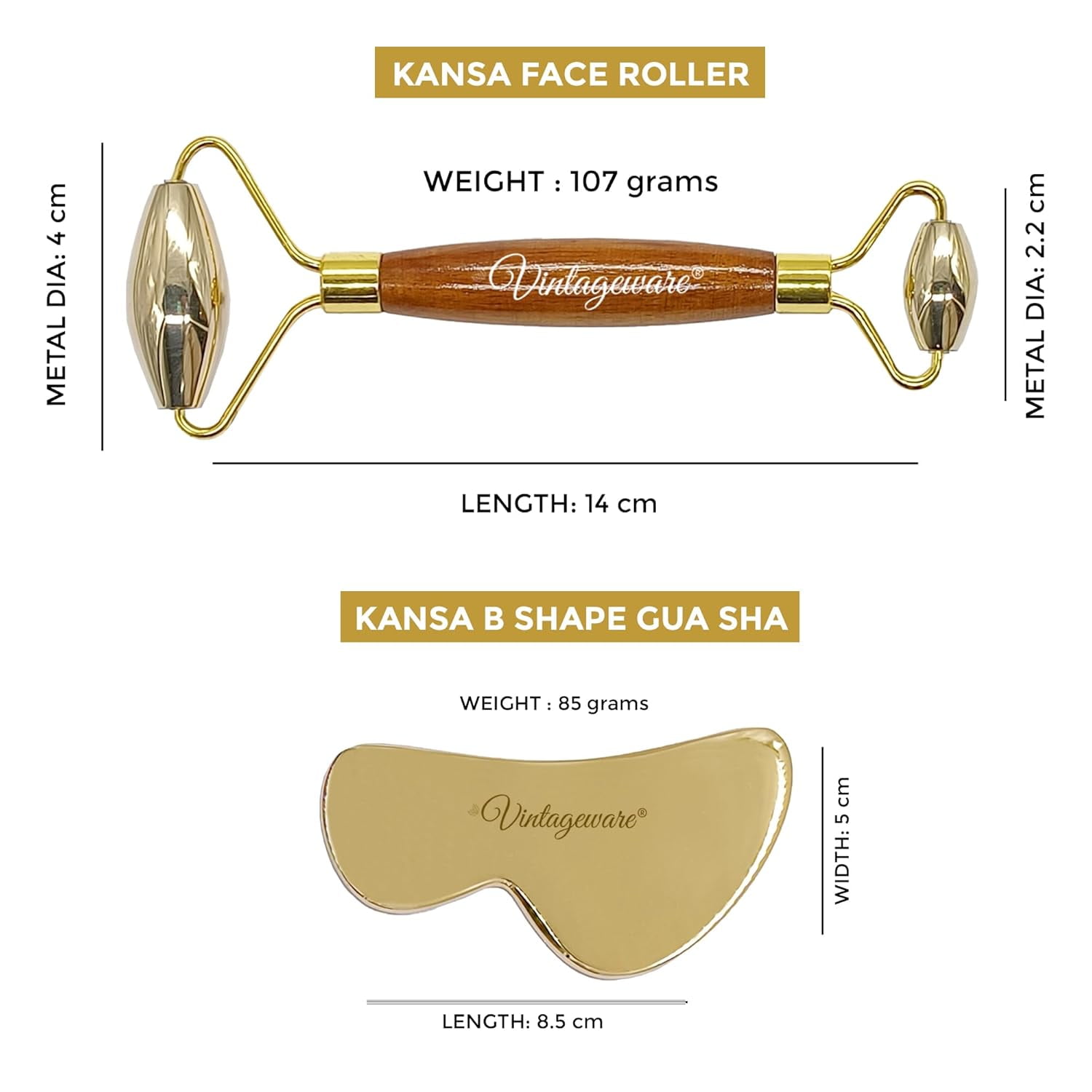 Vintageware® Face Roller Massager with Gua Sha Massager Roller Set Facial Combo For Skin Eye Body Massager Manual Massager Improves Facial Circulation