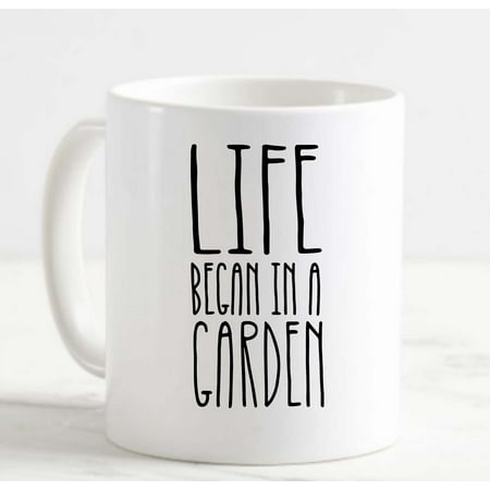 

Coffee Mug Life Began In A Garden Tall Gardening Hobby Love Plants White Cup Funny Gifts for work office him her