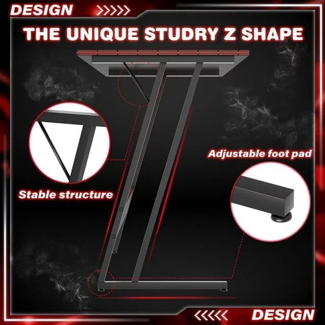 Shahoo L Shaped Gaming Desk, 47 Inch Computer Corner Table with Large Monitor Stand & Carbon Fiber Surface for Home Office Study Writing Workstation, 47 in, Black