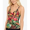 thumbnail image 1 of Ralph Lauren MIDNIGHT TROPICAL Double Strap Underwire Twist Tankini Top, US 8, 1 of 4