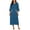 Blue, variant on Women Zipper Front Robes 3/4 Sleeve Housecoat Full Length Loungewear Dress with Pocket Long Nightgown Sleepwear Bathrobes