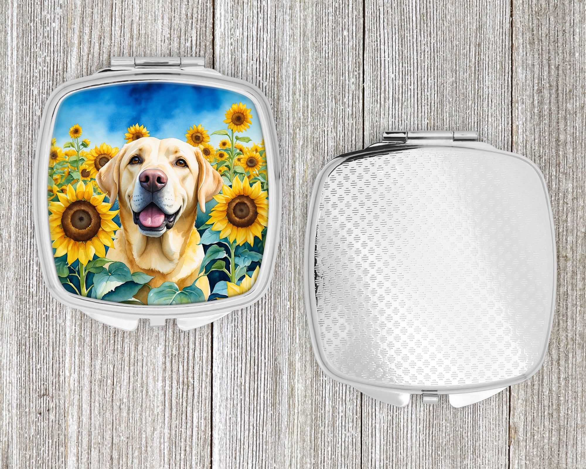 Labrador Retriever in Sunflowers Compact Mirror 2.75 in x 3 in