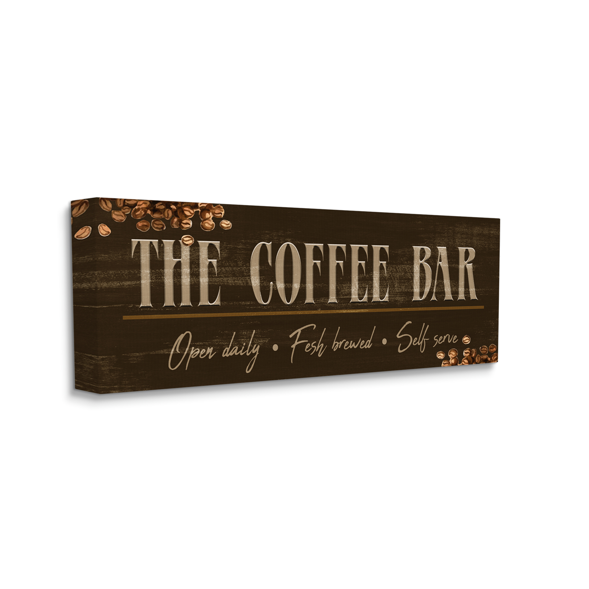 Stupell Industries Rustic Coffee Bar Sign Food & Beverage Painting Gallery Wrapped Canvas Art Print Wall Art, 24 x 10