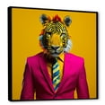 thumbnail image 2 of Designart "Tiger in a Pink Suit" Animals Framed Wall Art - Traditional Pink Tiger Fashion Bedroom Framed Canvas Wall Art, 2 of 6