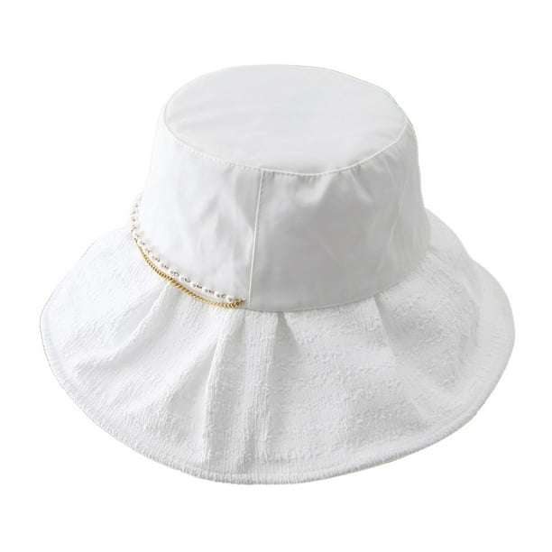 Sombrero de pescador con perlas de circunferencia de 56-58cm, sombrero de pescador informal para mujer de primavera y verano, sombrero protector solar, gorro de lavabo
