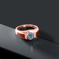 thumbnail image 3 of Gem Stone King 18K Rose Gold Plated Silver Men's Ring Persian Blue Moissanite Created Sapphire (1.44 Cttw), 3 of 6