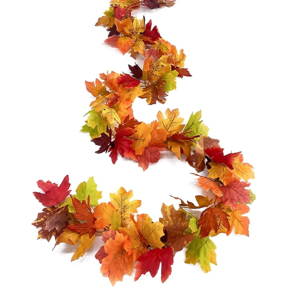 2 Pack Fall-Garland, Fall-Decor Maple Leaf, 6ft Foliage Mantle Vine Artificial Fall-Decorations for Home, Fireplace, Mantle, Front Door, Thanksgiving Decor, Brown