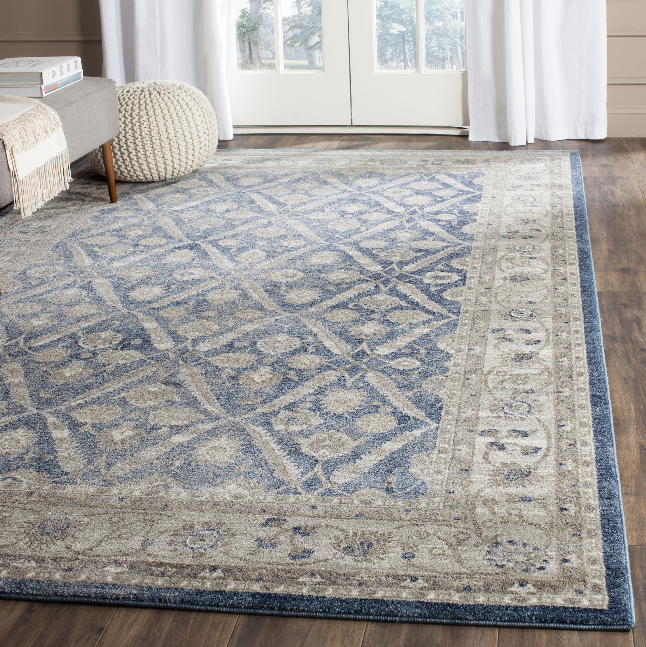 SAFAVIEH Sofia Jerrod Floral Bordered Area Rug, Blue/Beige, 11' x 15'