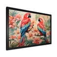 thumbnail image 2 of Designart "Tropical Parrot Pink and Blue Blooms I" Animals Framed Wall Art Decor - Modern Pink Parrot Entryway Framed Wall Art, 2 of 6