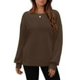 thumbnail image 4 of Holzkary Sweatshirts for Women Hoodies Oversized Sweatshirts Cute Crewneck Long Sleeve Fleece Tops Winter Outfits Graphic Printed Pullover Top Comfy Fall Winter Outfits Clothes 2025 Fashion Coffee M, 4 of 8