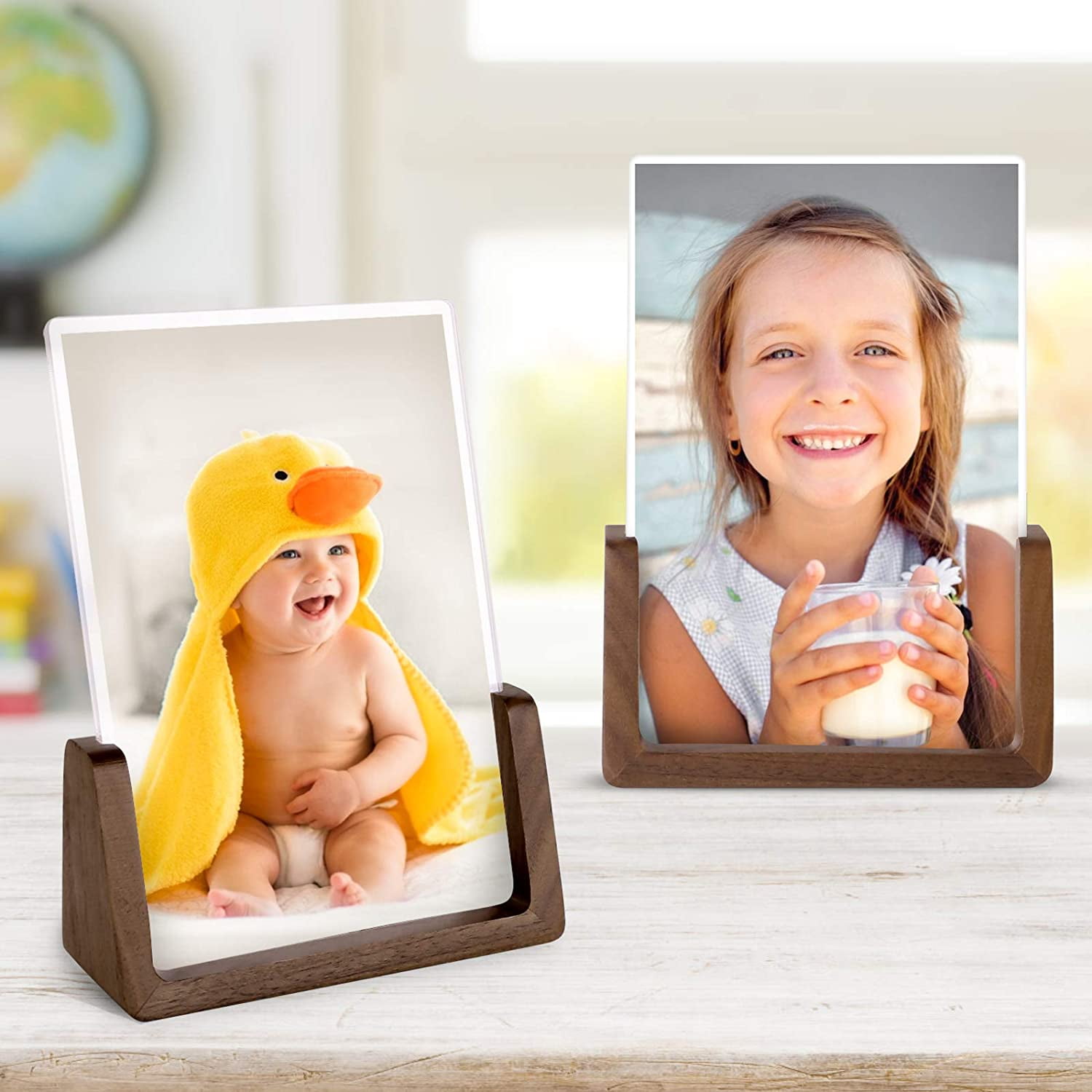 Frames 2 Pack 4x6 Picture Frame Rustic Wooden Photo Frames with Walnut