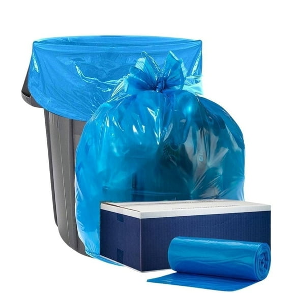 Plasticplace 55-60 Gallon Blue Recycling Trash Bags, 1.2 Mil, 38"x55" Garbage Can Liners, 100 Count