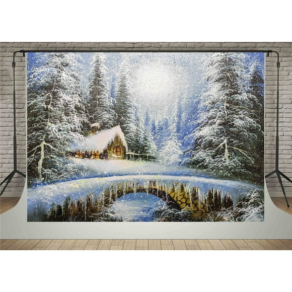 YUSDECOR 5x7ft Winter Backdrops for Photography Frozen Snow Tree Background Booth Fairytale Shooting