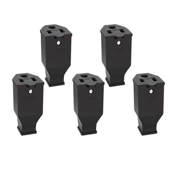 5PCS Extension Cord Ends 125V 15A 2Pole 3Wire Female Straight Blade Plug Replacement Electrical Connector End. (Female)