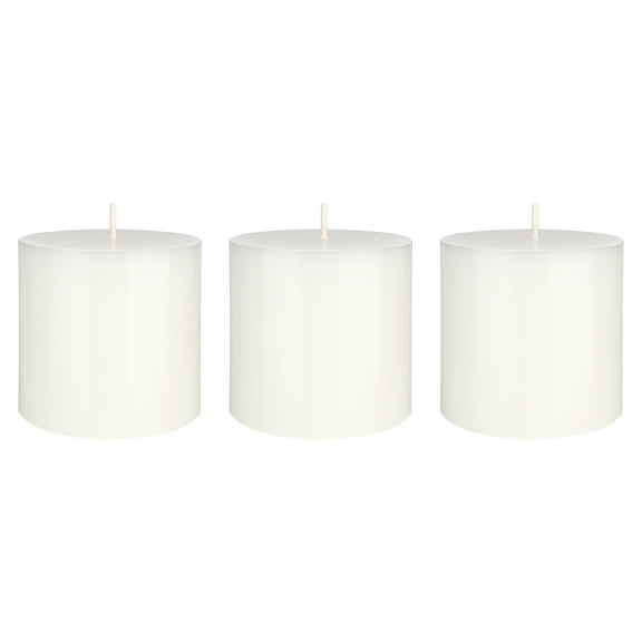 Mega Candles 3 pcs Unscented White Round Pillar Candle, Hand Poured Premium Wax Candles 3 Inch x 3 Inch, Home Décor, Wedding Receptions, Baby Showers, Birthdays, Celebrations, Party Favors & More