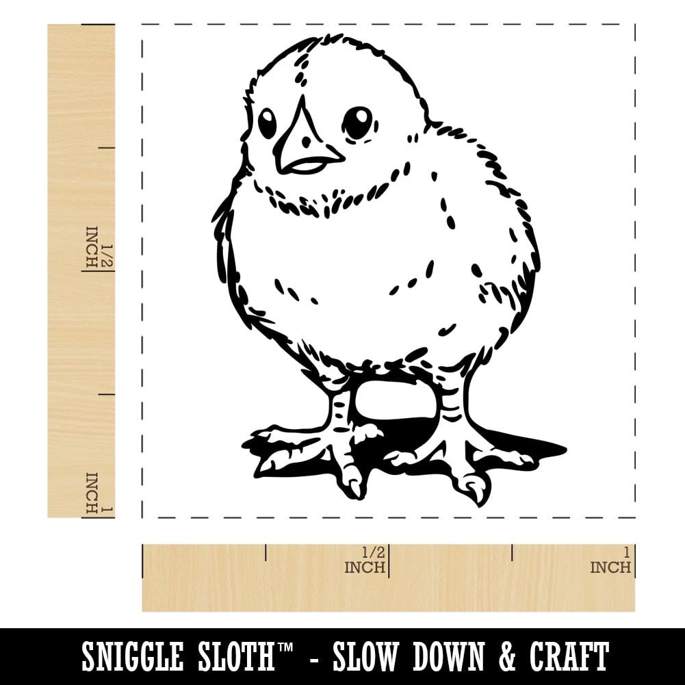 Realistic Baby Chick Chicken Self-Inking Rubber Stamp Ink Stamper - Fuchsia Ink - Small 1 Inch