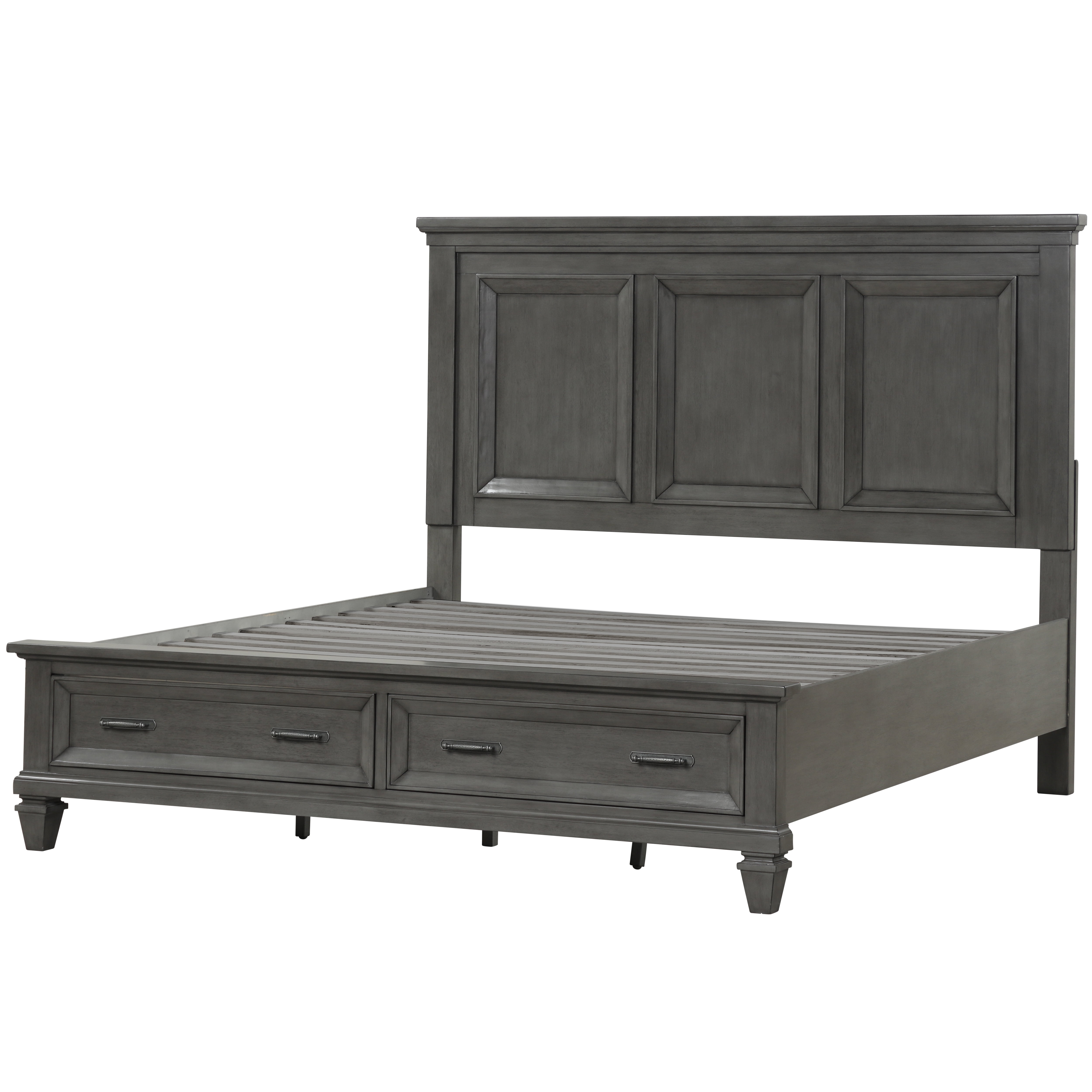 King Size 6-Piece Wood Bedroom Set - Bed Frame with Drawers