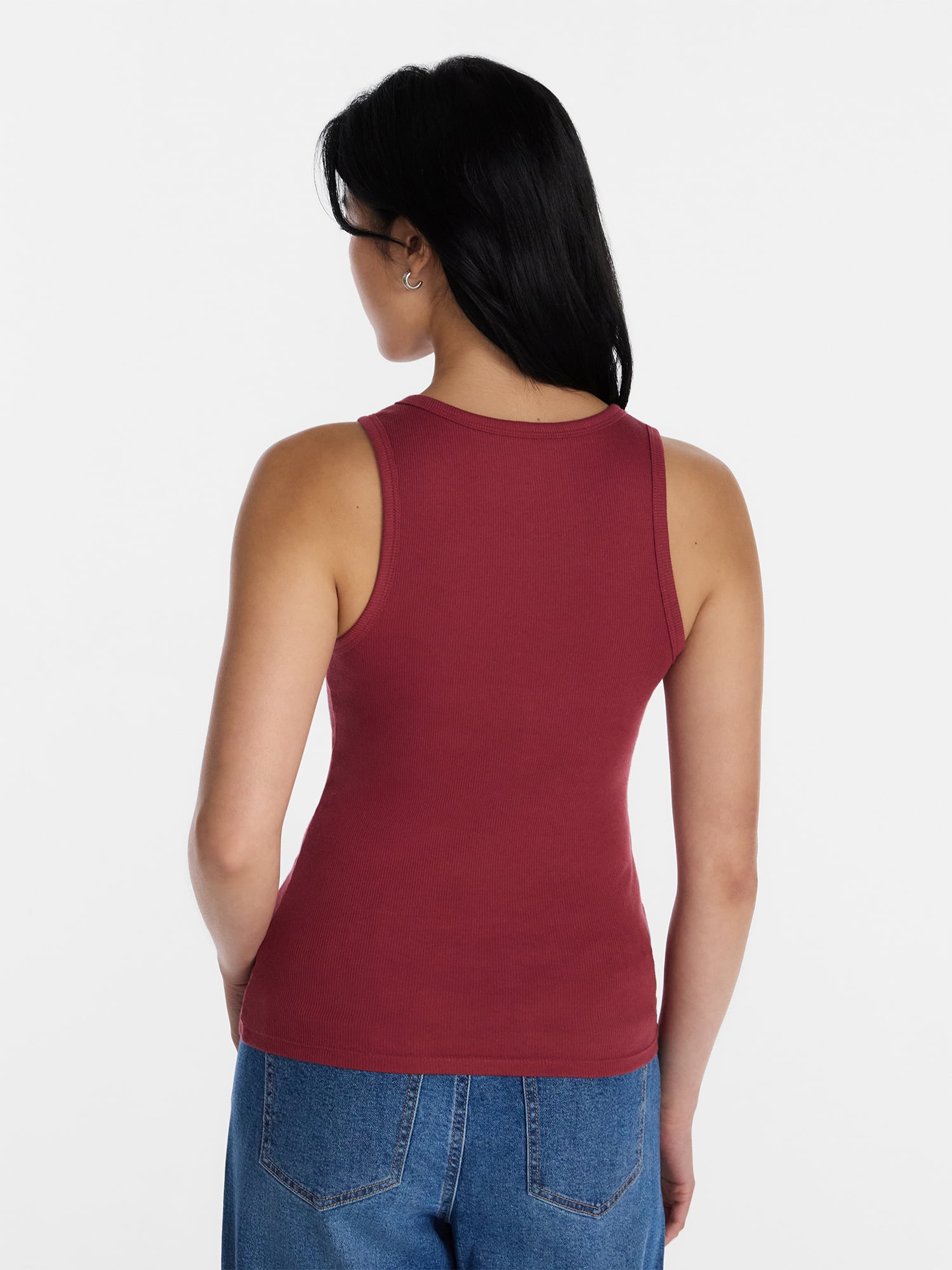 No Boundaries Ribbed High Neck Tank Top, Women's XXS-XXL