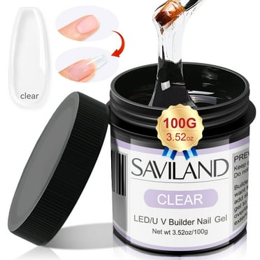 Saviland 100g Clear Builder Nail Gel - Large Capacity Strengthen Harden Gel for Natural Nails Extension