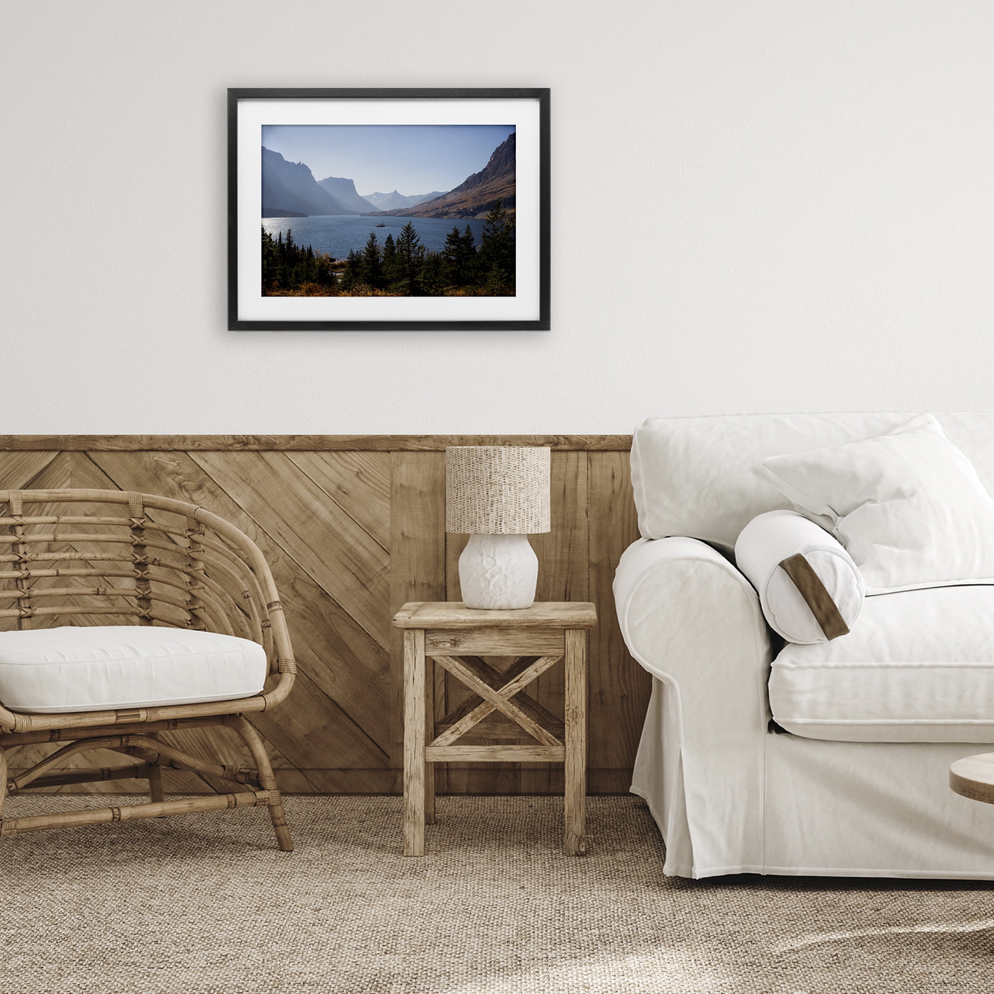 Stupell Industries Cliffs Overlooking Lake Black Framed Print Under Glass, design by Carol Robinson