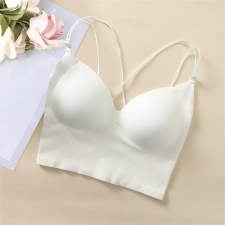 

CAICJ98 Sports Bras For Women Bra UnderwearNylonSolid Color Wireless YogaWoman Full cup Lace Unrimmed Jacquar d Underwear For Women White One Size