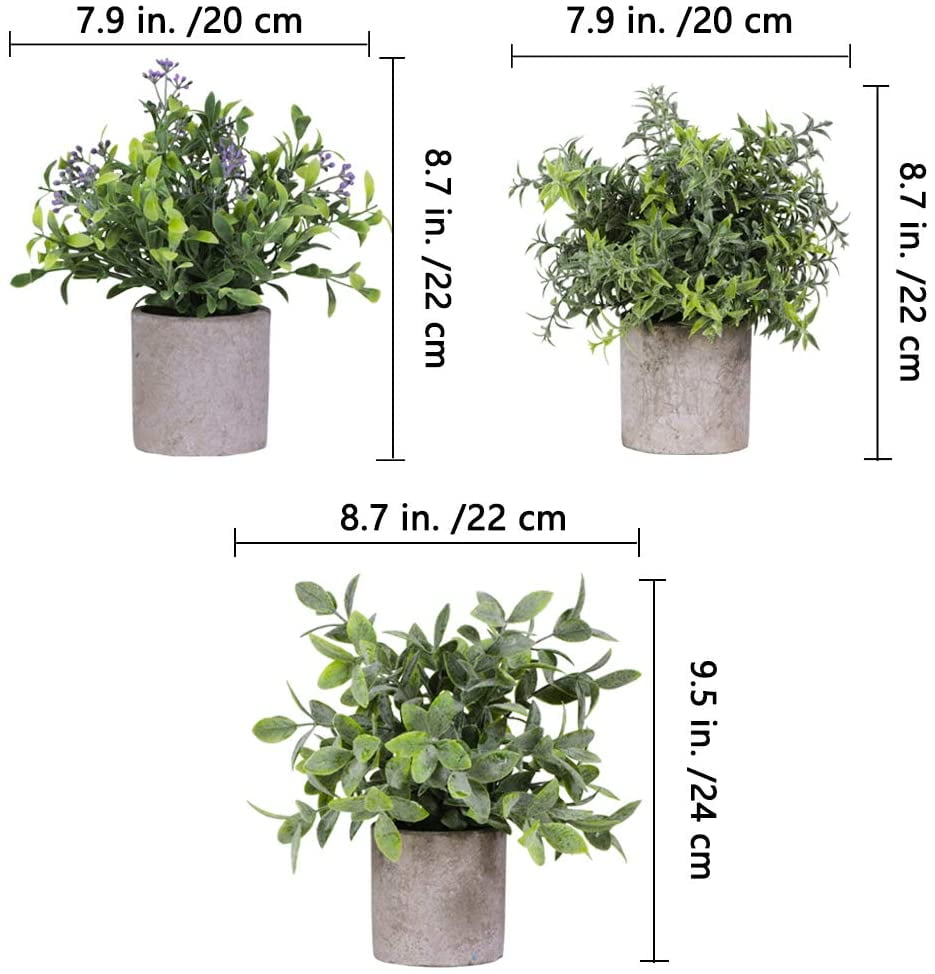 3 Pack Faux Potted Eucalyptus Plants Small Farmhouse Plant Artificial Plants Table Greenery Decorations 8.7 Tall