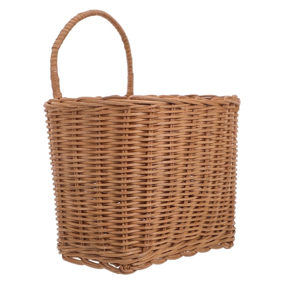 LOLIPPYY Brown Handwoven Rattan Hanging Basket for Wall Decor and Wicker Storage Organizer