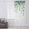 thumbnail image 3 of Eucalyptus Leaves Semi Sheer Curtains Drapes for Living Room, Bedroom, French Doors Window 63 Inches Long, Spring Botanical Leaf Branch Vines Rod Pocket Chiffon Curtain Drapery Voile Drape Panel, 3 of 6
