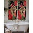 thumbnail image 4 of Christmas Poinsettia Living Room Curtains 2 Panel, Winter Cardinal Bird Pine Cone Needle Cafe Window Treatment, Extra Long Farmhouse Bedroom Bathroom Kitchen Curtains Drapes 104"x72", 4 of 6
