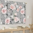 thumbnail image 3 of Grey Pink Rose Kitchen Curtains Flower Spring Floral Small Short Cafe Window Curtains Leaves Plant Blossom Rod Pocket Bathroom Window Drapes Treatment Tier Curtains 2 Panels (27.5x39 Inch), 3 of 6