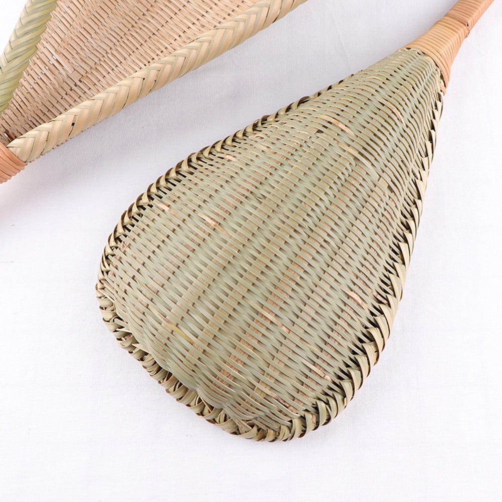 LEORX Bamboo Weaving Long Handle Drain Spoon for Home Use 2PCS Assorted Color