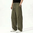 thumbnail image 5 of Atkumj Linen Pants Men with Pockets Fashion Elastic Waist Drawstring Pants Casual Solid Color Straight Leg Men Trousers Pants for Daily Wear S, 5 of 9